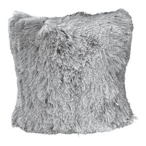Set of Aphorism Gray Silver Metallic Shag Fringe Square Throw Pillow Covers 22"